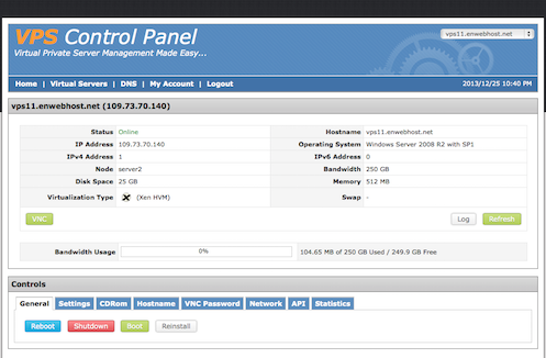 VPS Control Panel